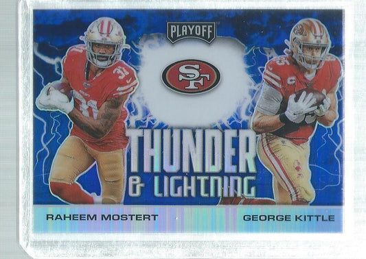 RAHEEM MOSTERT GEORGE KITTLE 2020 PLAYOFF THUNDER & LIGHTNING BLUE PRIZM