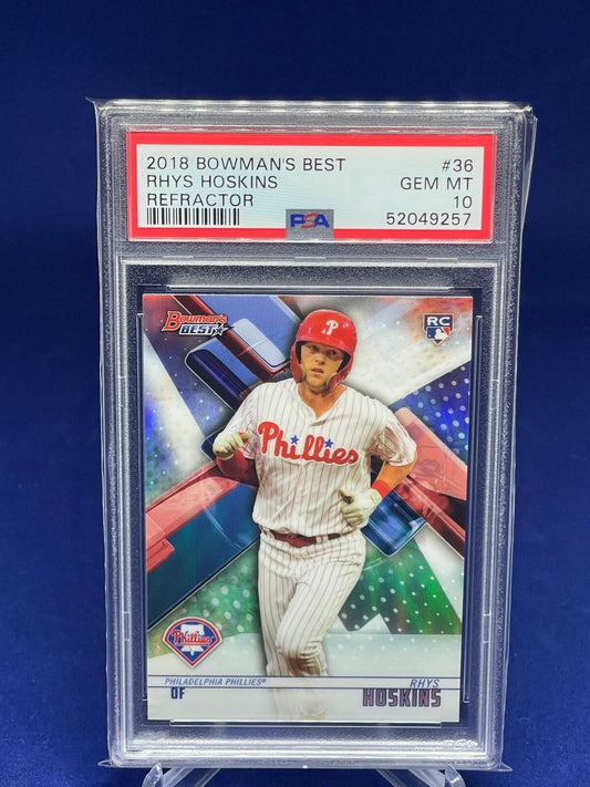 RHYS HOSKINS 2018 BOWMANS BEST REFRACTOR ROOKIE RC #36 PSA 10 GEM MINT