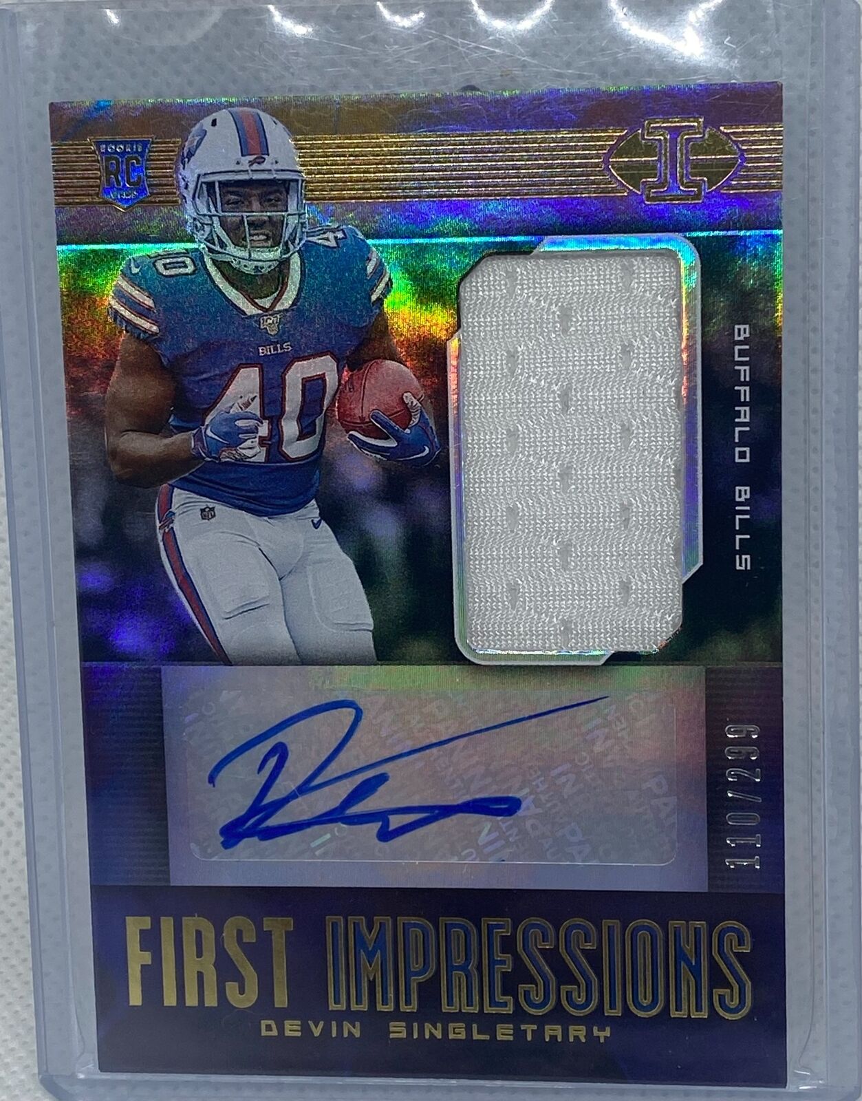 DEVIN SINGLETARY 2019 PANINI ILLUSIONS FIRST IMPRESSIONS JERSEY AUTO RC #D /299