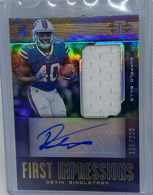 DEVIN SINGLETARY 2019 PANINI ILLUSIONS FIRST IMPRESSIONS JERSEY AUTO RC #D /299