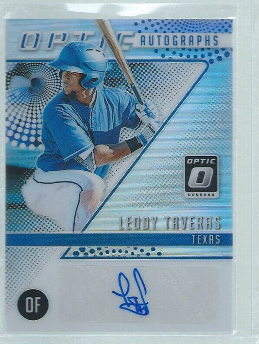 LEODY TAVERAS 2018 DONRUSS OPTIC SILVER HOLO PRIZM AUTO PROSPECT