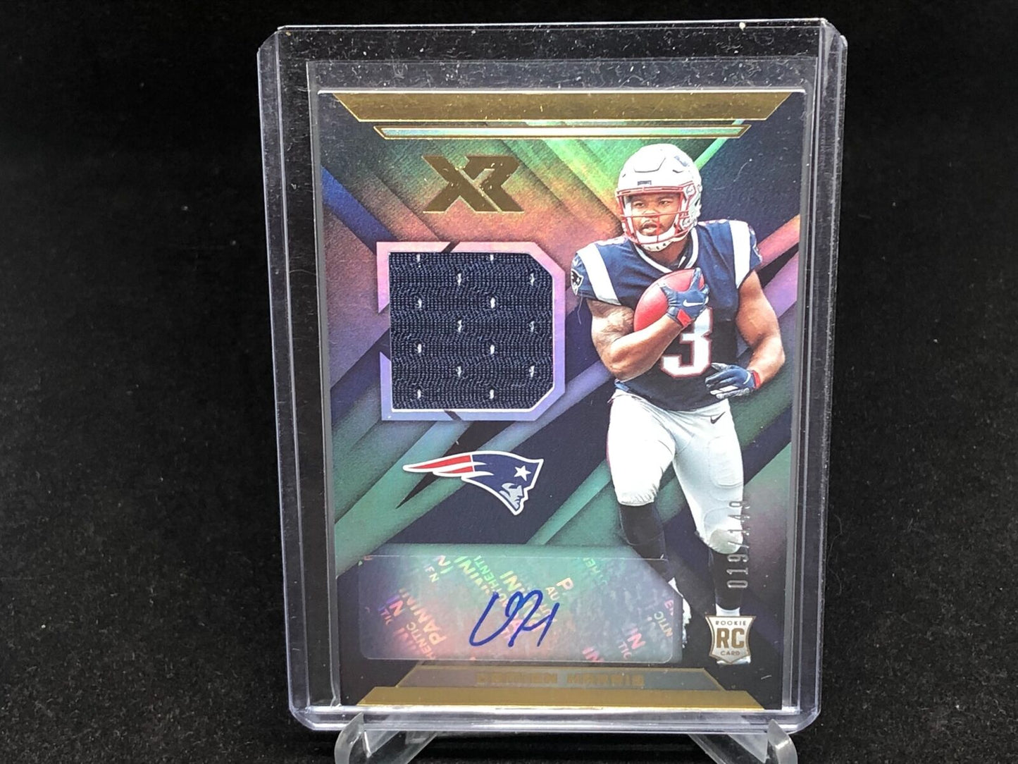 DAMIEN HARRIS 2019 PANINI XR JERSEY AUTO RC #D 19/149