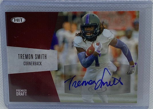 TREMON SMITH 2018 SAGE HIT PREMIER DRAFT AUTO #73