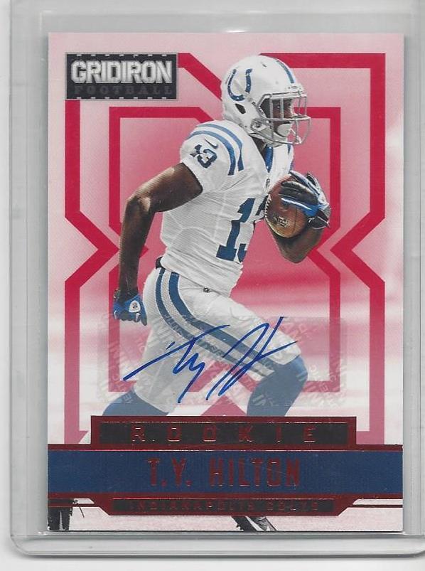 1/1 T.Y. HILTON 2012 GRIDIRON RED COLTS ROOKIE AUTO RC #D 13/99 HIS JERSEY #13!