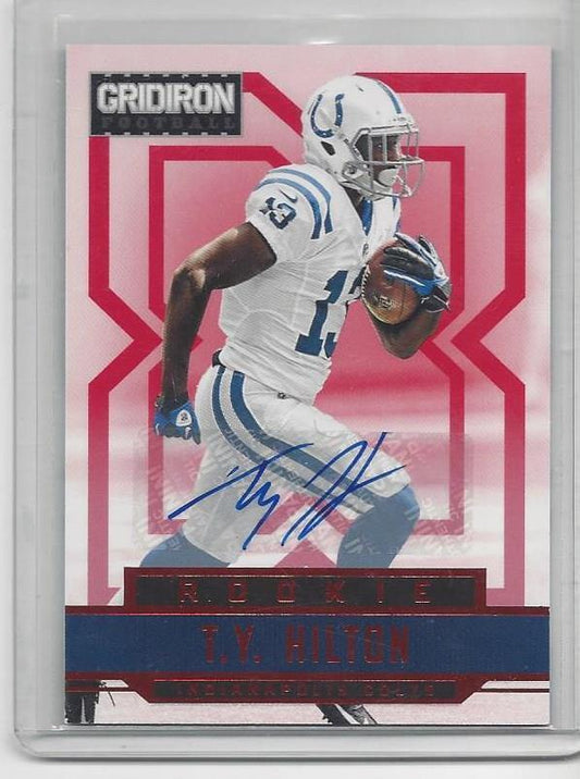 1/1 T.Y. HILTON 2012 GRIDIRON RED COLTS ROOKIE AUTO RC #D 13/99 HIS JERSEY #13!