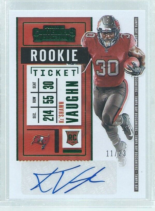 KE'SHAWN VAUGHN 2020 CONTENDERS PREVIEW ROOKIE TICKET AUTO GREEN RC #D 11/23