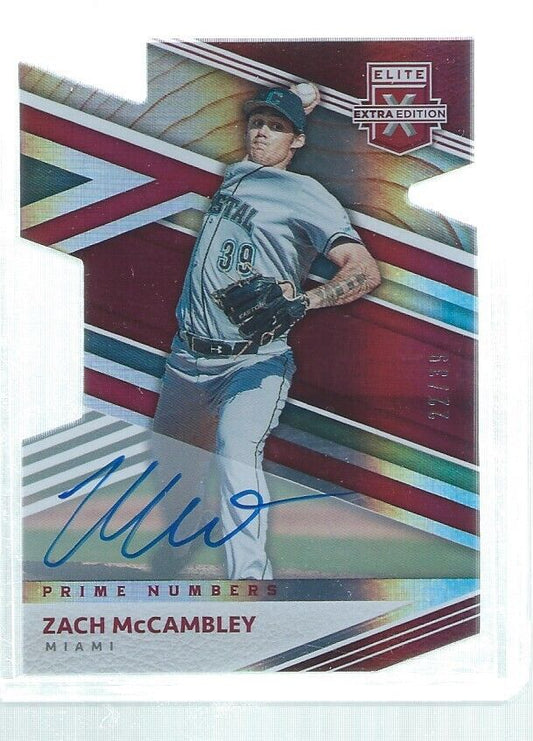 ZACH MCCAMBLEY 2020 ELITE EXTRA RED DIE CUT ON CARD AUTO PROSPECT #D 22/39