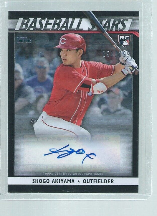 SHOGO AKIYAMA 2020 TOPPS BASEBALL STARS BLACK AUTO ROOKIE RC #D 58/199