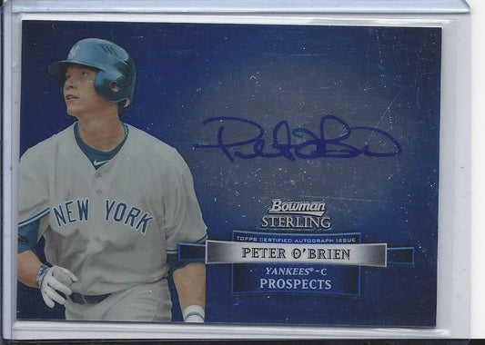 PETER O'BRIEN 2012 BOWMAN STERLING YANKEES PROSPECT ON CARD AUTO