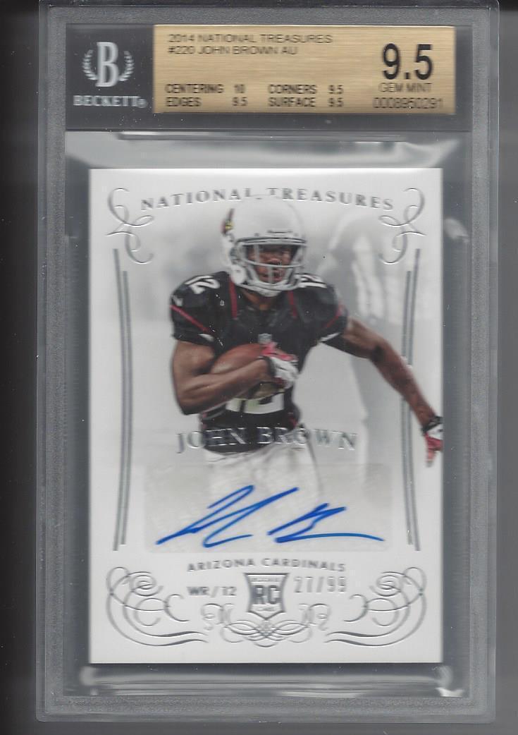 JOHN BROWN 2014 NATIONAL TREASURES TRUE ROOKIE AUTO RC /99 BGS 9.5 w 10 AU POP 5
