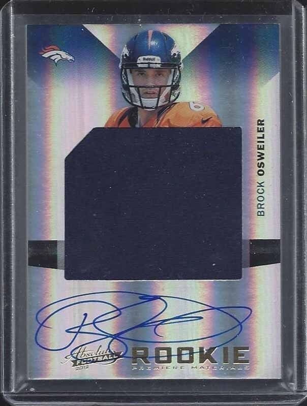 BROCK OSWEILER 2012 ABSOLUTE RPM JUMBO JERSEY ON CARD ROOKIE AUTO RC #D 22/25