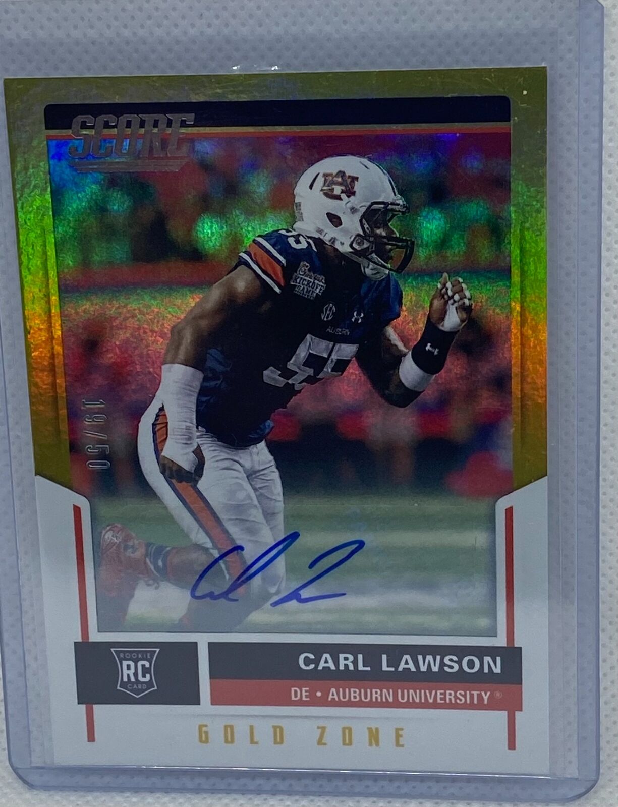 CARL LAWSON 2017 PANINI SCORE GOLD ZONE AUTO RC #D 19/50