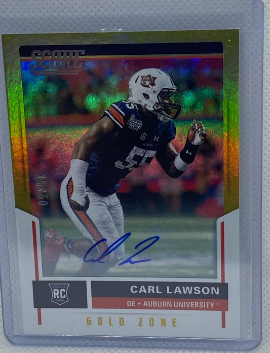 CARL LAWSON 2017 PANINI SCORE GOLD ZONE AUTO RC #D 19/50