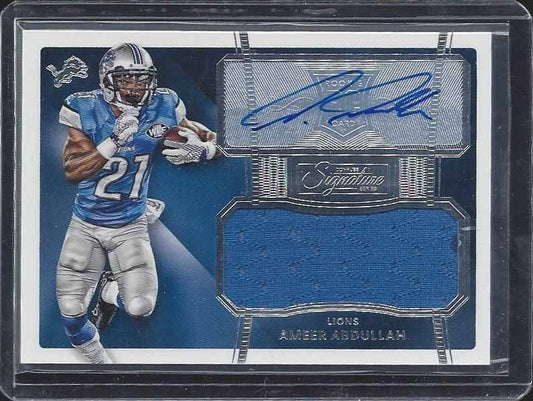 AMEER ABDULLAH 2015 DONRUSS SIGNATURE SERIES LIONS ROOKIE JERSEY AUTO RC #492