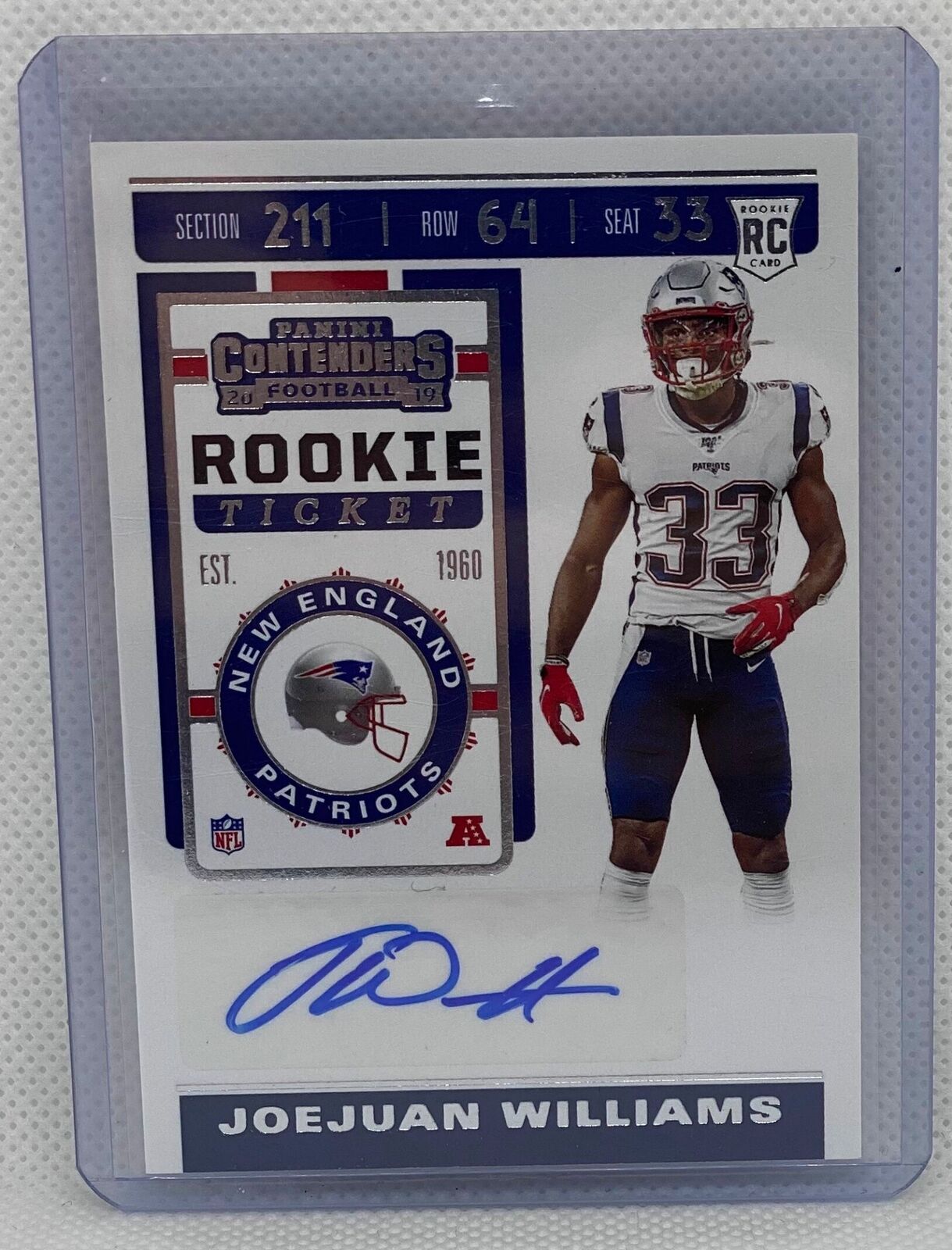 JOEJUAN WILLIAMS 2019 PANINI CONTENDERS ROOKIE TICKET AUTO RC #284