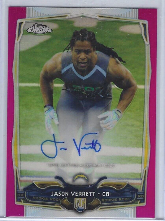 JASON VERRETT 2014 TOPPS CHROME PINK REFRACTOR ROOKIE AUTO RC #D /75