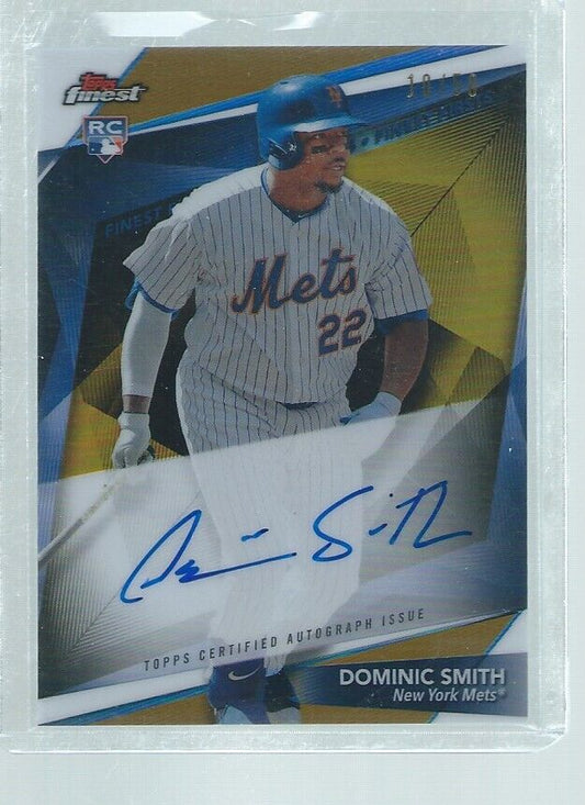 DOMINIC SMITH 2018 TOPPS FINEST ON CARD AUTO GOLD REFRACTOR ROOKIE RC #D 10/50