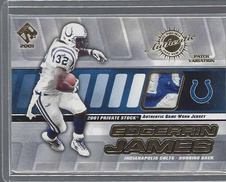 EDGERRIN JAMES 2001 PACIFIC PRIVATE STOCK COLTS LOGO PATCH #D 43/100