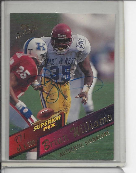 BRIAN WILLIAMS 1995 SUPERIOR PIX PACKERS ON CARD ROOKIE AUTO RC #D 971/6500