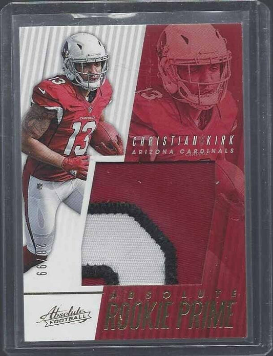 CHRISTIAN KIRK 2018 ABSOLUTE ROOKIE PRIME 3 COLOR JUMBO PATCH RC #D 28/99
