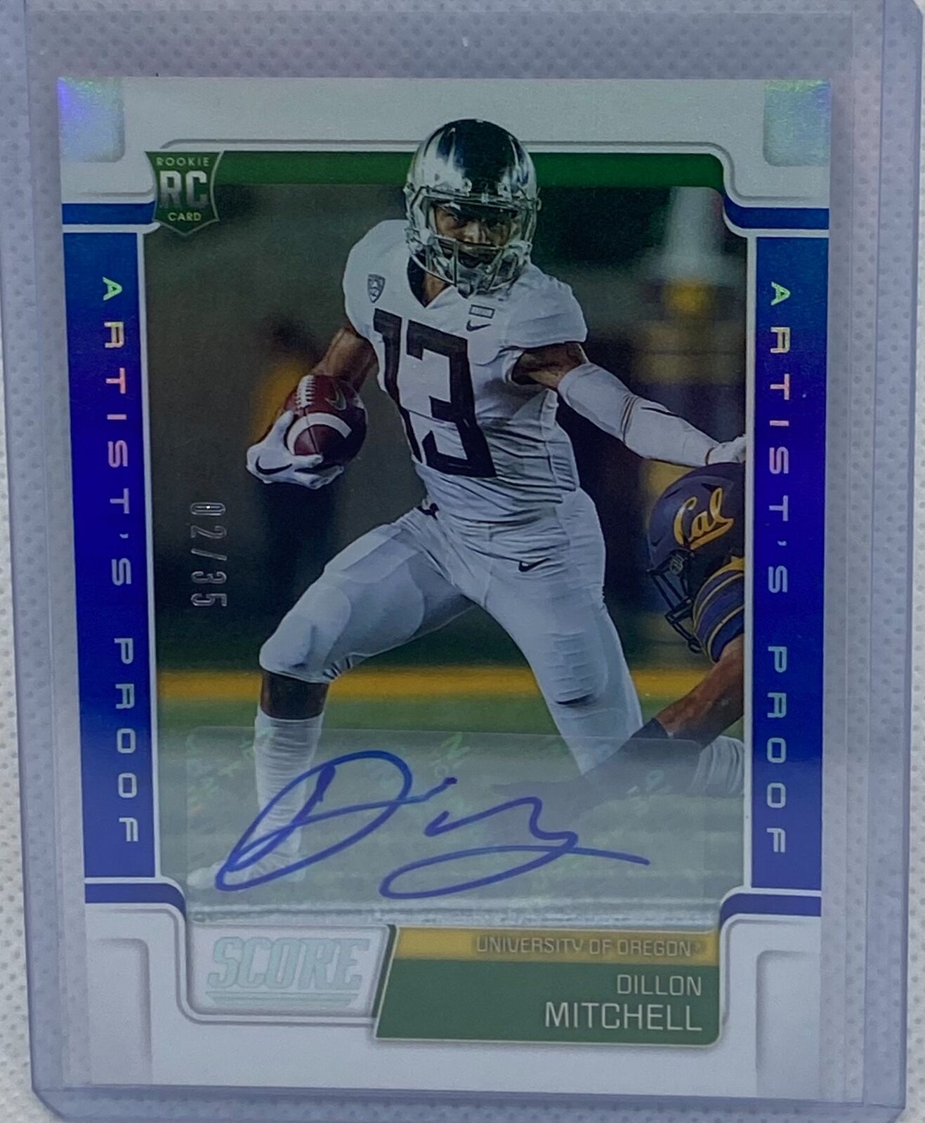 DILLON MITCHELL 2019 PANINI SCORE ARTIST PROOF AUTO RC #D 2/35