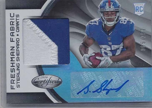 STERLING SHEPARD 2016 ABSOLUTE FRESHMAN FABRIC 2 COLOR PATCH AUTO RC #D /299