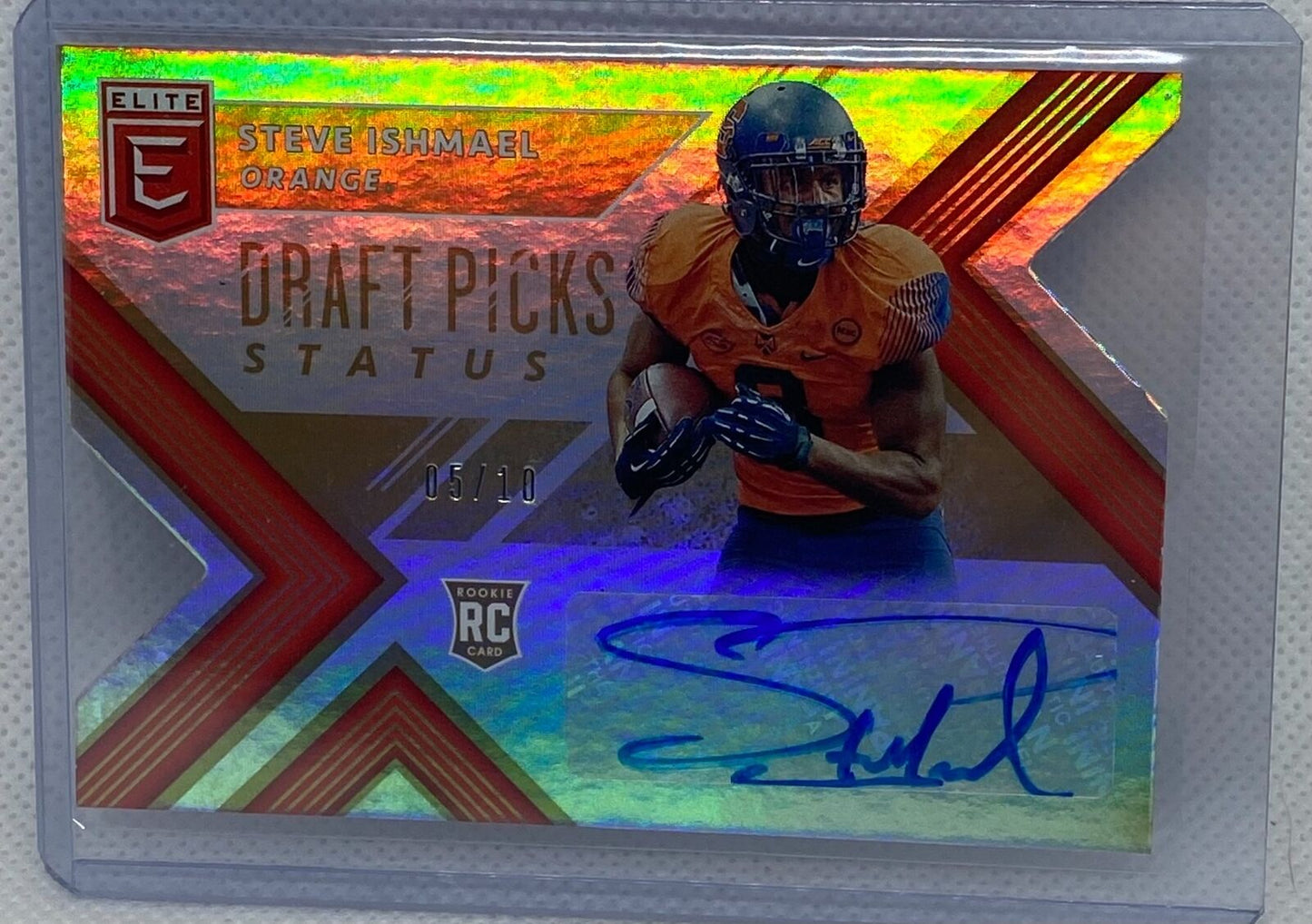 STEVE ISHMAEL 2018 ELITE DRAFT PICKS COLLEGIATE ORANGE DIE CUT AUTO RC #D 5/10