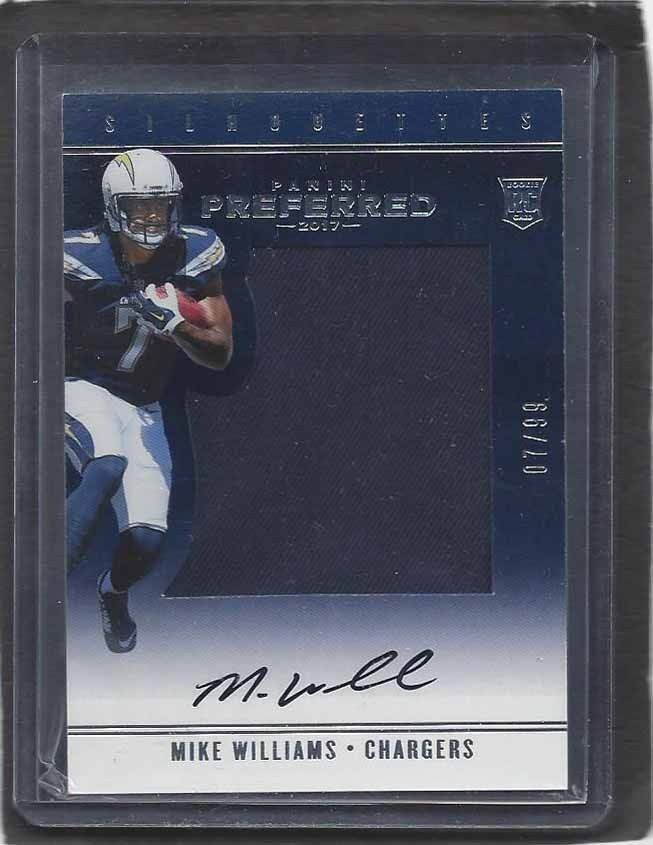 1/1 MIKE WILLIAMS 2017 PREFFERED SILHOUETTES JUMBO JERSEY AUTO RC #D 7/99 JSY #7