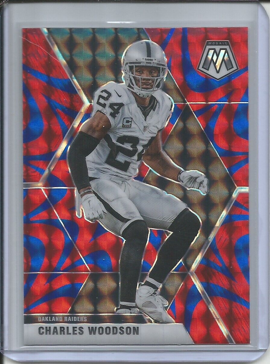 CHARLES WOODSON 2019-20 PANINI MOSAIC REACTIVE BLUE PRIZM RAIDERS
