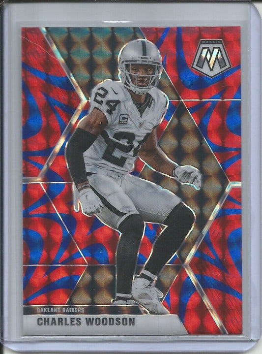 CHARLES WOODSON 2019-20 PANINI MOSAIC REACTIVE BLUE PRIZM RAIDERS