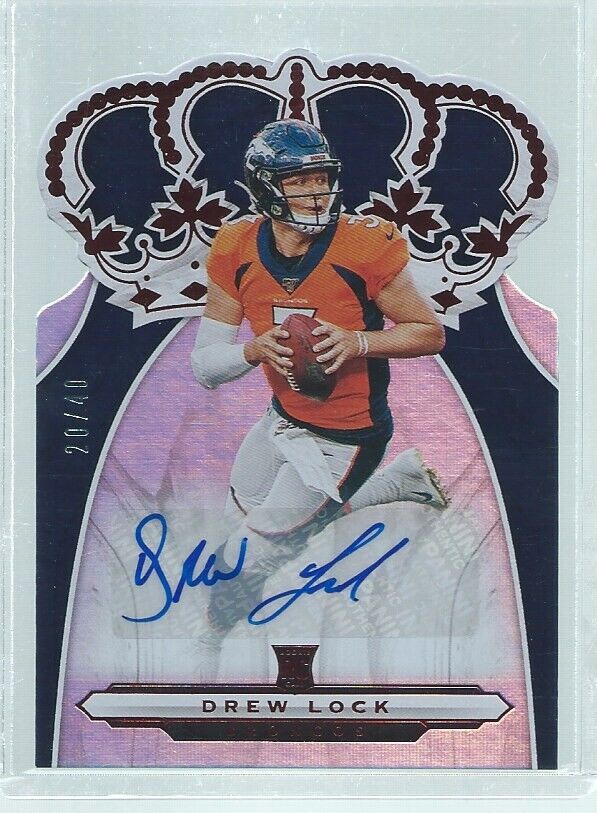 DREW LOCK 2019 PANINI CHRONICLES CROWN ROYALE DIE CUT AUTO RED RC #D 20/40