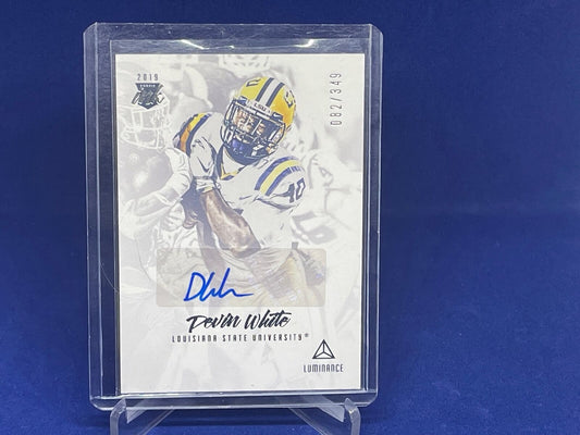 DEVIN WHITE 2019 PANINI LUMINANCE INK ROOKIE AUTOGRAPH AUTO RC #D 82/349