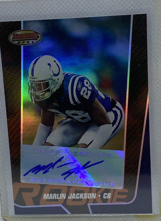 MARLIN JACKSON 2005 TOPPS BOWMAN'S BEST BRONZE ORANGE AUTO RC #D 26/99