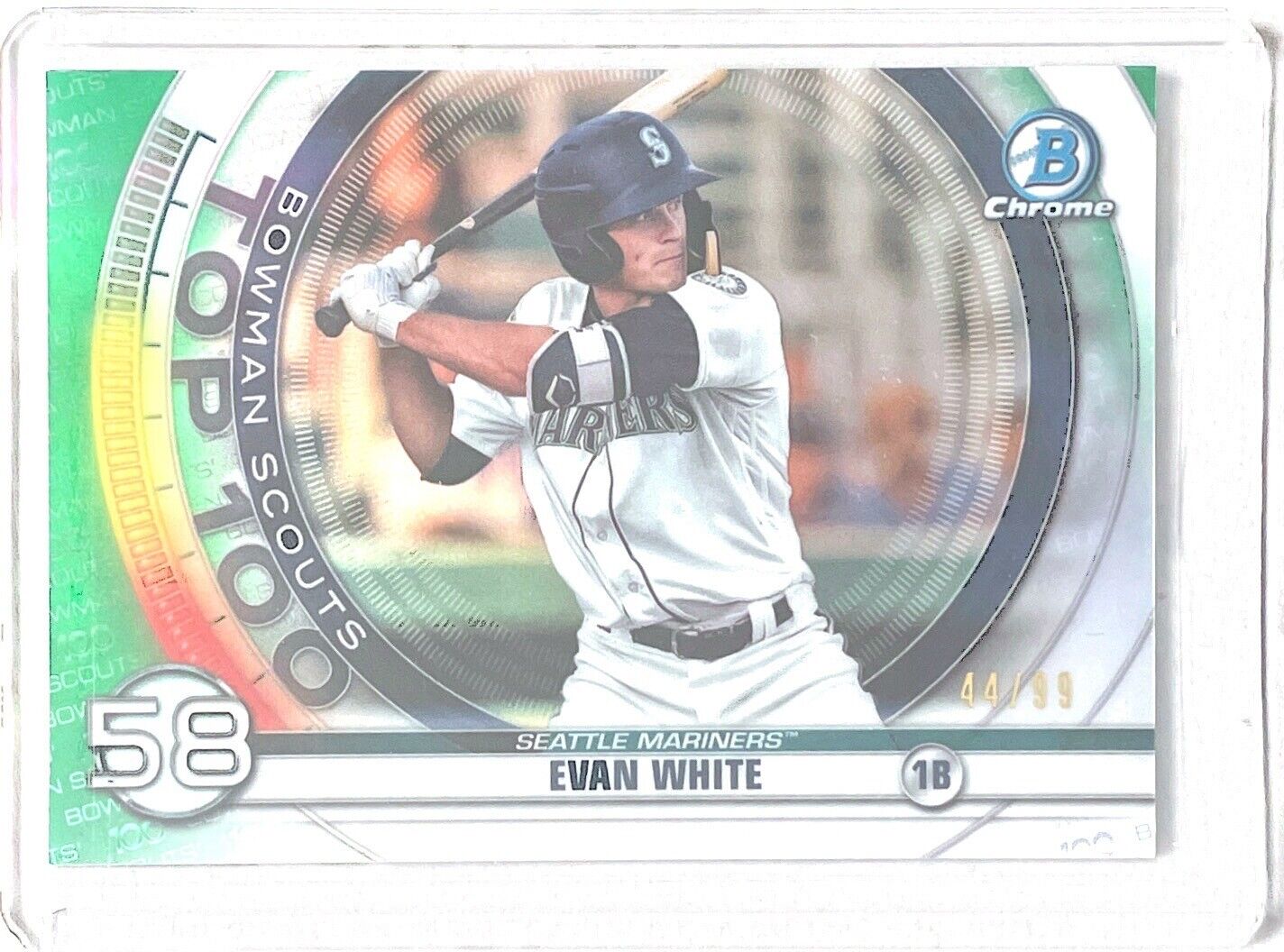 EVAN WHITE 2020 BOWMAN CHROME BOWMAN SCOUTS TOP 100 GREEN REFRACTOR #D 44/99