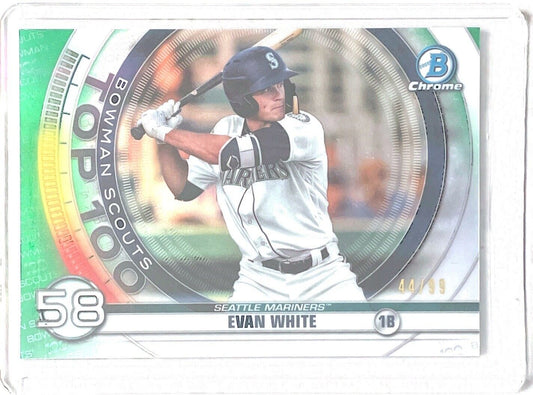 EVAN WHITE 2020 BOWMAN CHROME BOWMAN SCOUTS TOP 100 GREEN REFRACTOR #D 44/99
