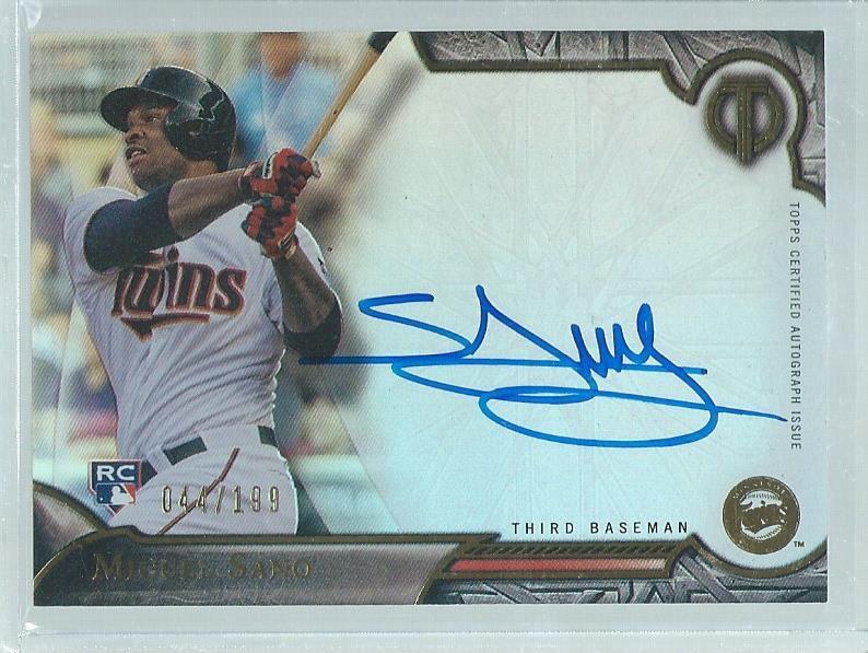 MIGUEL SANO 2016 TOPPS TRIBUTE ON CARD AUTO ROOKIE RC #D 44/199