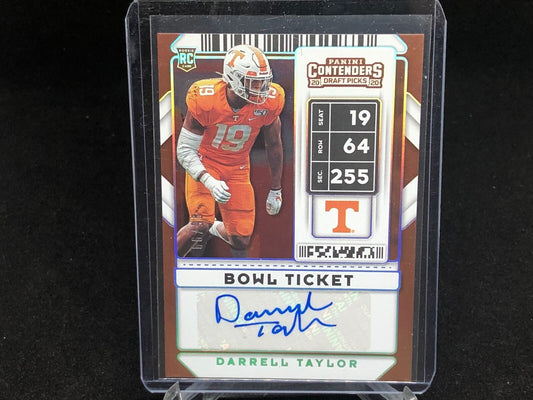 DARRELL TAYLOR 2020 CONTENDERS DRAFT PICKS BOWL TICKET AUTO RC #D 95/99