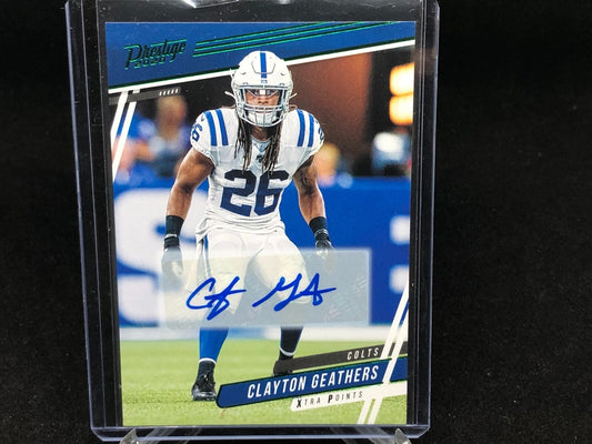 CLAYTON GEATHERS 2020 PANINI PRESTIGE GREEN XTRA POINTS AUTO # 65