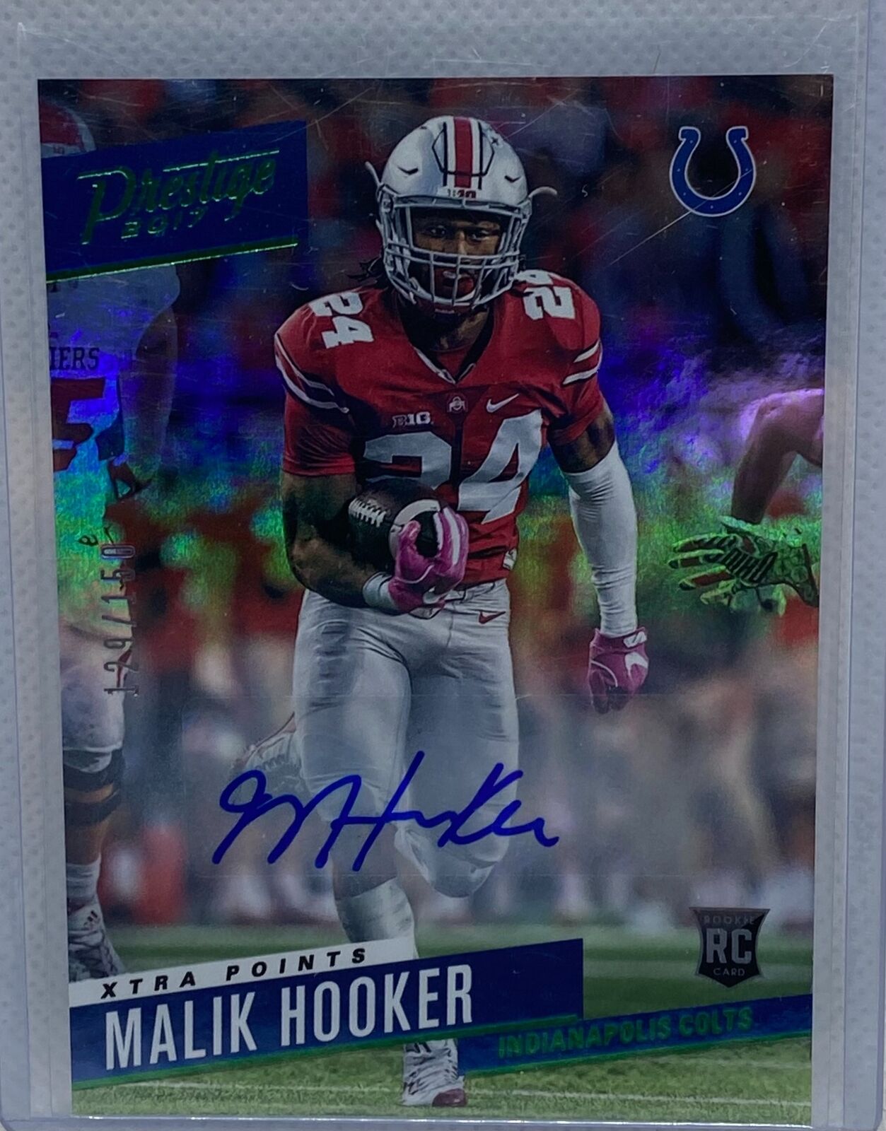 MALIK HOOKER 2017 PANINI PRESTIGE XTRA POINTS GREEN AUTO RC #D /150