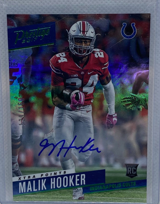 MALIK HOOKER 2017 PANINI PRESTIGE XTRA POINTS GREEN AUTO RC #D /150
