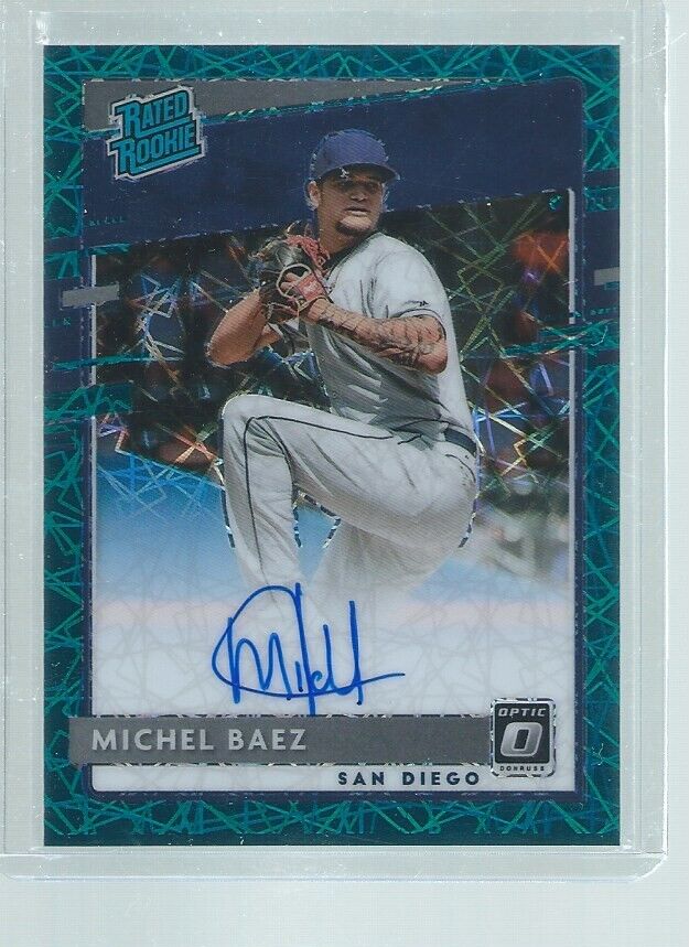 MICHEL BAEZ 2020 DONRUSS OPTIC TEAL VELOCITY RATED ROOKIE ON CARD AUTO #D 5/35