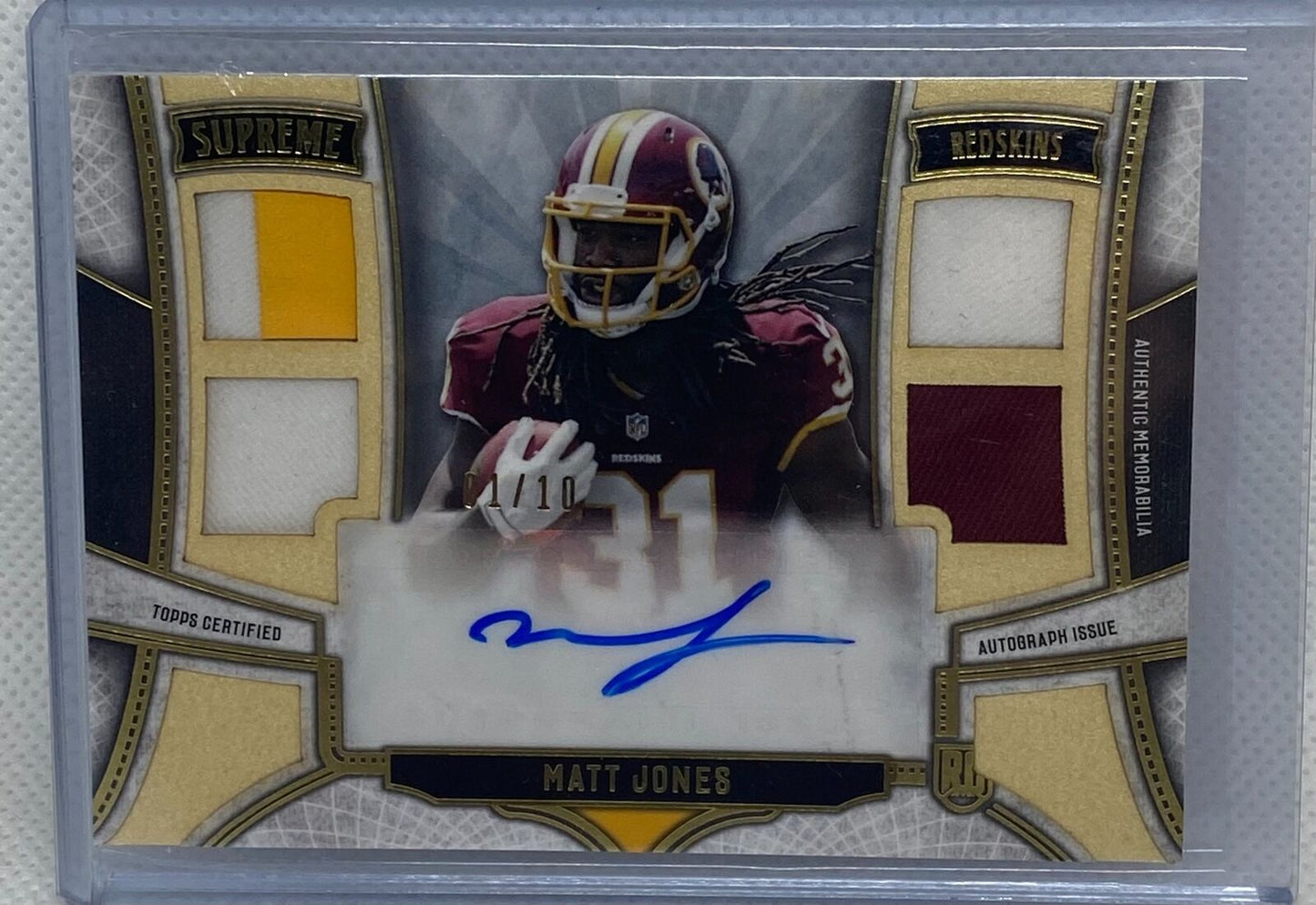 MATT JONES 2015 TOPPS SUPREME QUAD PATCH AUTO RC #D 1/10