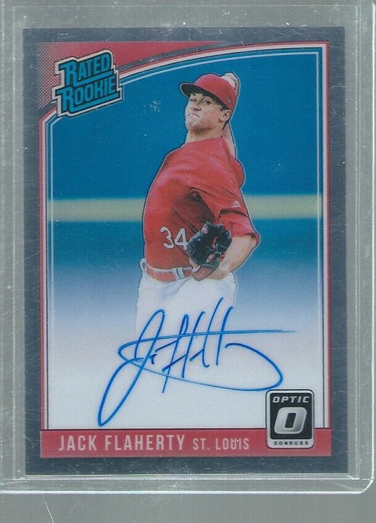 JACK FLAHERTY 2018 DONRUSS OPTIC RATED ROOKIE ON CARD AUTO RC