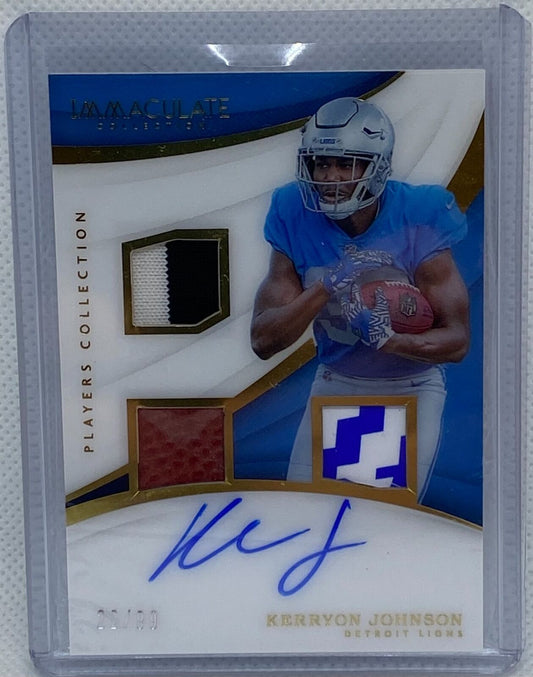 KERRYON JOHNSON 2018 PANINI IMMACULATE TRIPLE PATCH ROOKIE AUTO RC #D 22/99