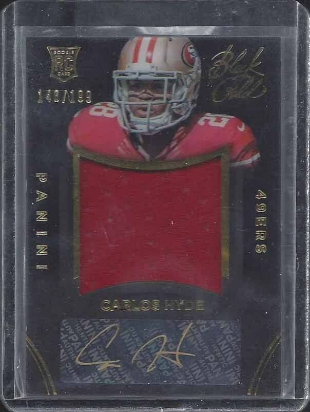 CARLOS HYDE 2014 PANINI BLACK GOLD 49ERS ROOKIE JUMBO JERSEY AUTO RC #D /199