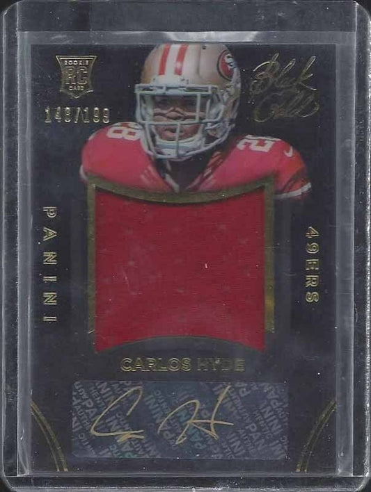 CARLOS HYDE 2014 PANINI BLACK GOLD 49ERS ROOKIE JUMBO JERSEY AUTO RC #D /199