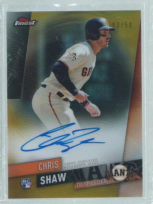 CHRIS SHAW 2019 TOPPS FINEST ON CARD AUTO GOLD REFRACTOR ROOKIE RC #D 3/50