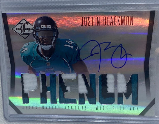 JUSTIN BLACKMON 2012 LIMITED PHENOM RPA PATCH ON CARD AUTO RC #D 175/199