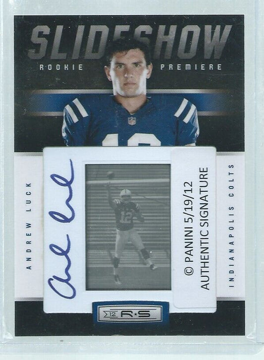 ANDREW LUCK 2012 PANINI ROOKIES & STARS SLIDESHOW ROOKIE AUTO RC #D 42/50