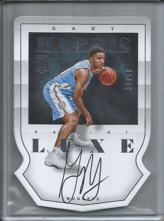 GARY HARRIS 2014-15 PANINI LUXE DIE CUT ON CARD AUTO ROOKIE RC #D 33/60 NUGGETS